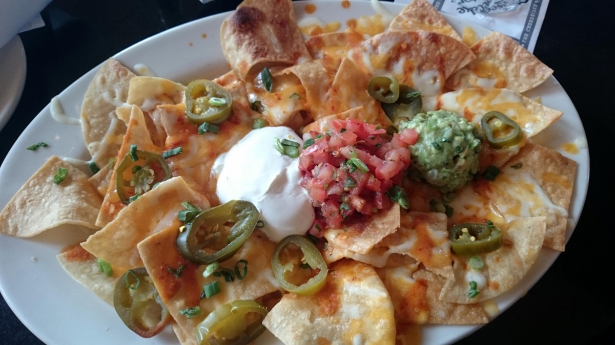 "Small" nachos served as an appetizer after a training day in the U.S.