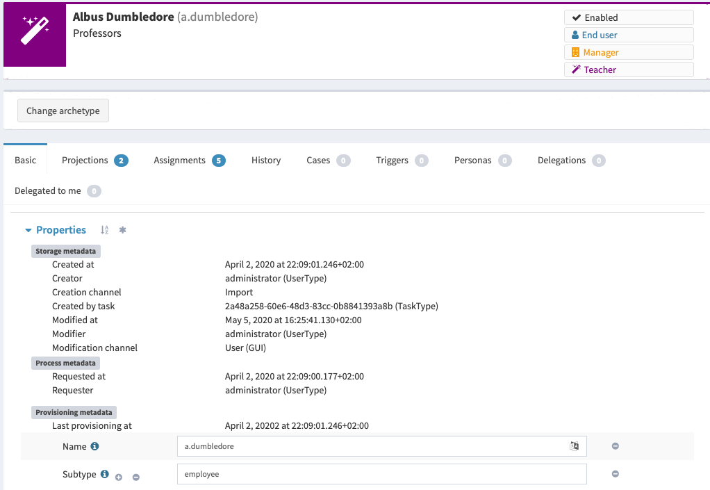 Data provenance M1 screenshot: simple metadata